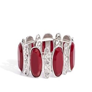 Stunning Ruby Red Silver & Rhinestone Bracelet